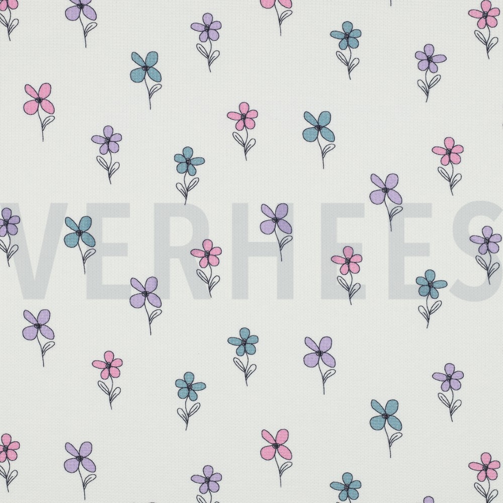 JERSEY GAUFRÉ FLEURS PÉTROLE