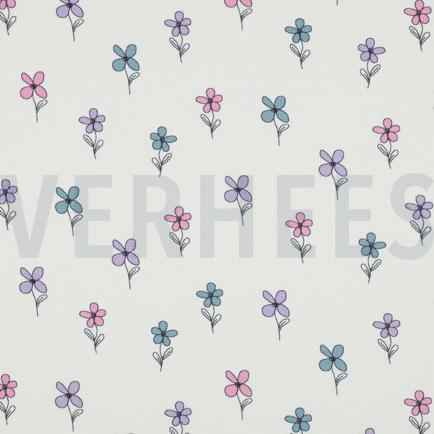 JERSEY GAUFRÉ FLEURS PÉTROLE (hover)