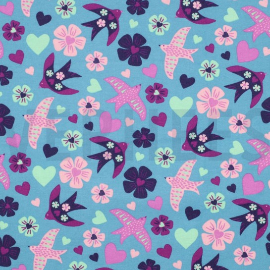 FLANELLE OISEAUX JEAN BLEU #7