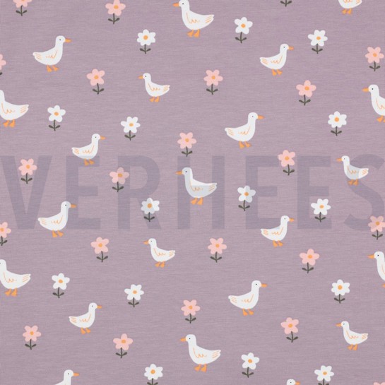 JERSEY GOTS DUCKS AND FLOWERS MAUVE #7