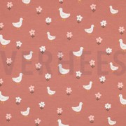 JERSEY GOTS ENTEN UND BLUMEN ROSA (thumbnail)