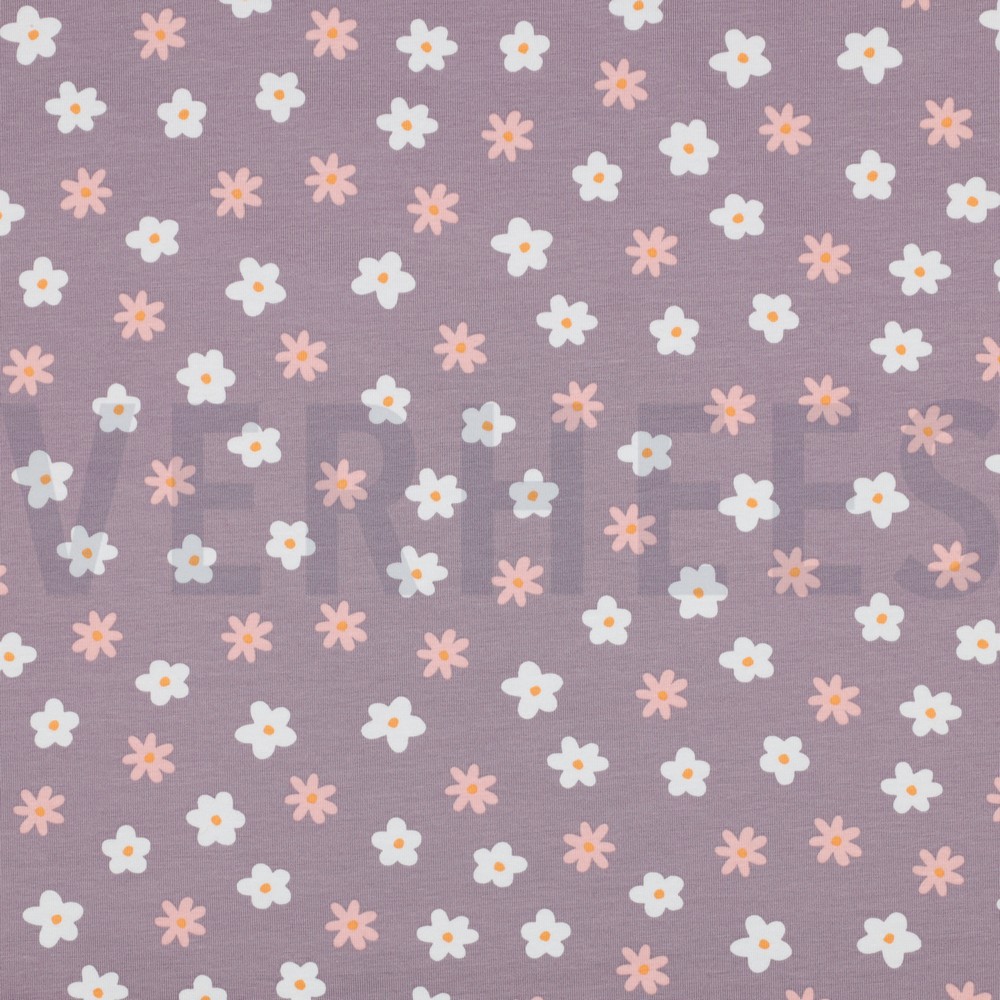 JERSEY GOTS ENTEN UND BLUMEN MAUVE