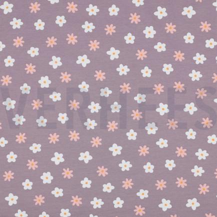 JERSEY GOTS CANARDS ET FLEURS MAUVE (hover)