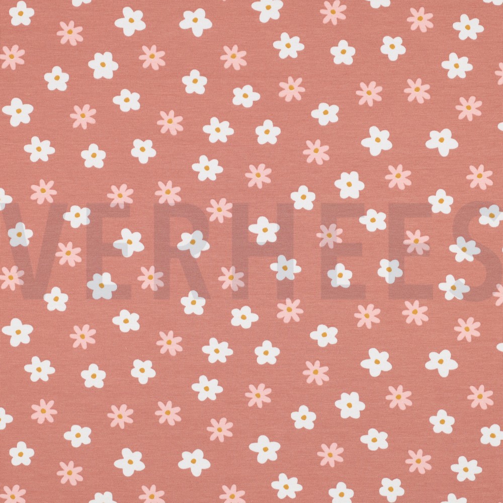 JERSEY GOTS ENTEN UND BLUMEN ROSA