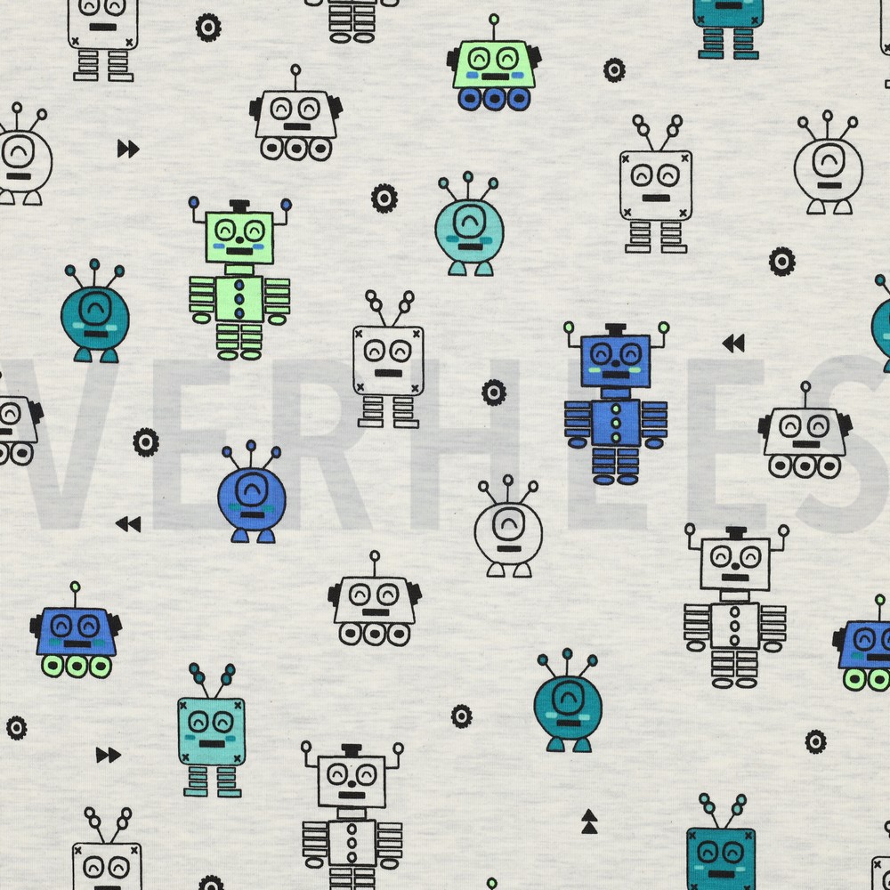 JERSEY MELANGE NEON ROBOTS ECRU