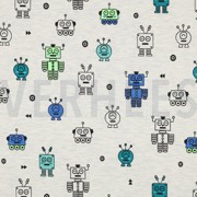 JERSEY MELANGE NEON ROBOTS ECRU (thumbnail)