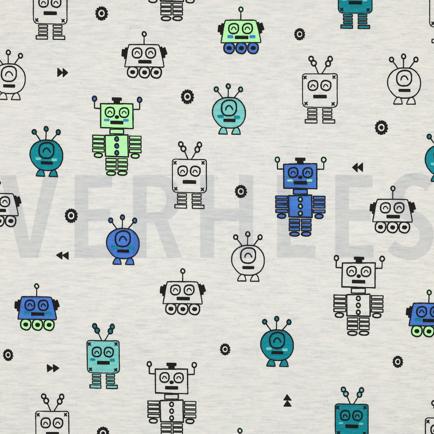 JERSEY MELANGE NEON ROBOTS ECRU (hover)