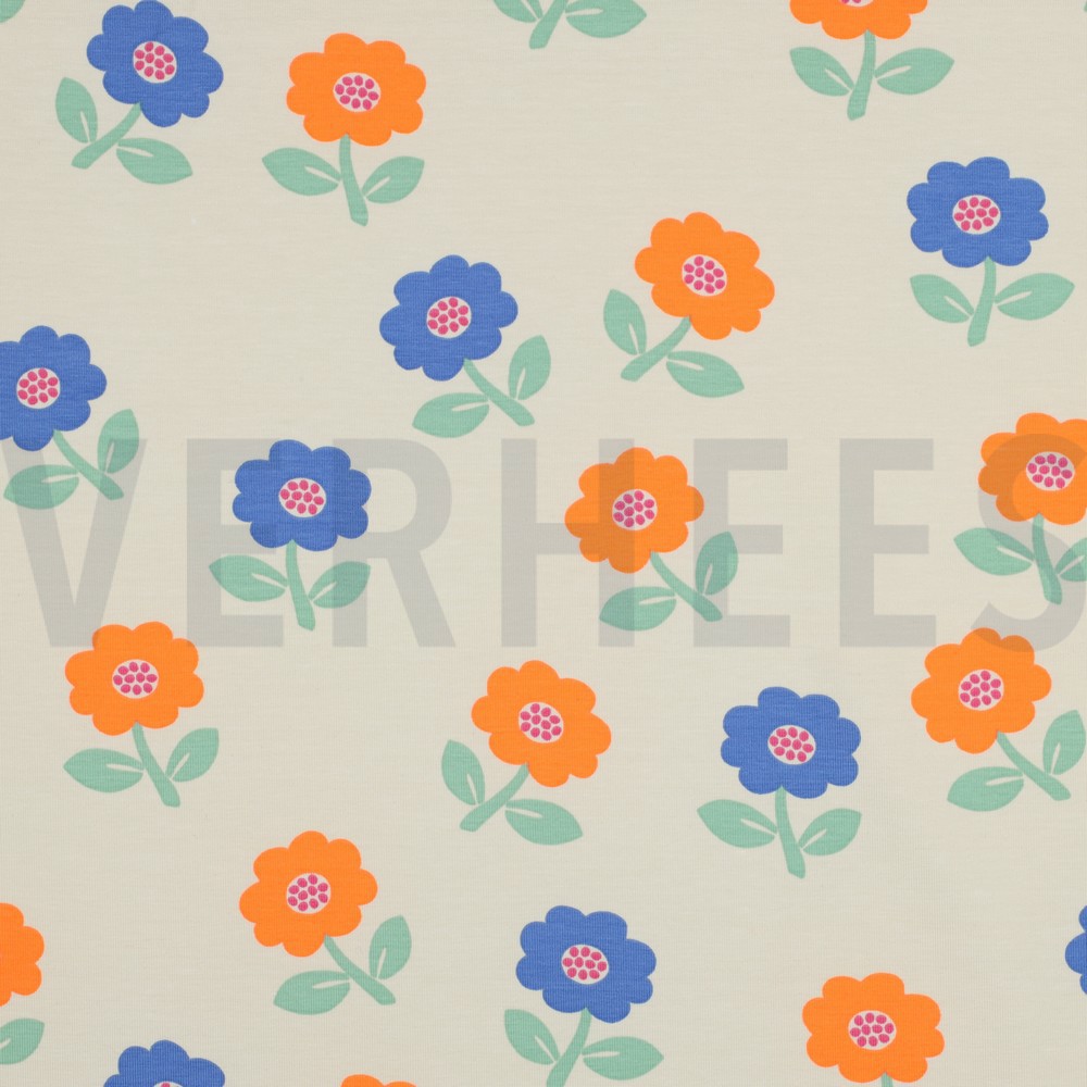 JERSEY NEON FLOWERS OFFWHITE