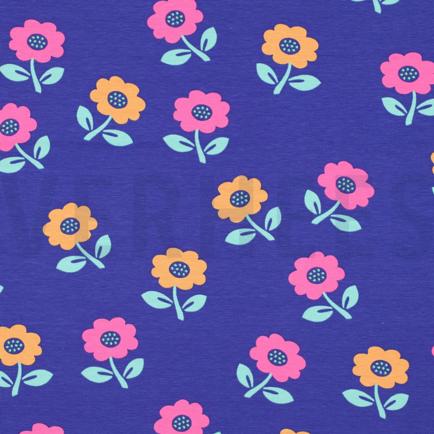 JERSEY NEON BLOEMEN KOBALTBLAUW (hover)