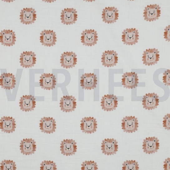 DOUBLE GAUZE DIGITAL LIONS WHITE #7