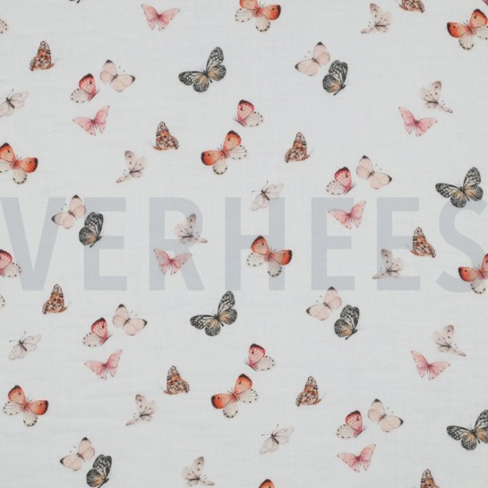 MUSSELIN DIGITAL SCHMETTERLINGE WEISS #7
