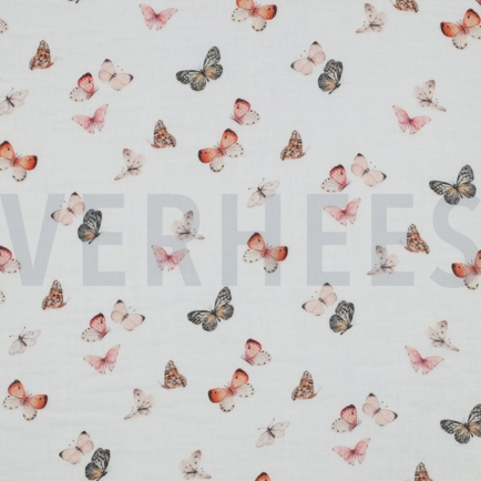 DOUBLE GAUZE DIGITAAL VLINDERS WIT (hover)