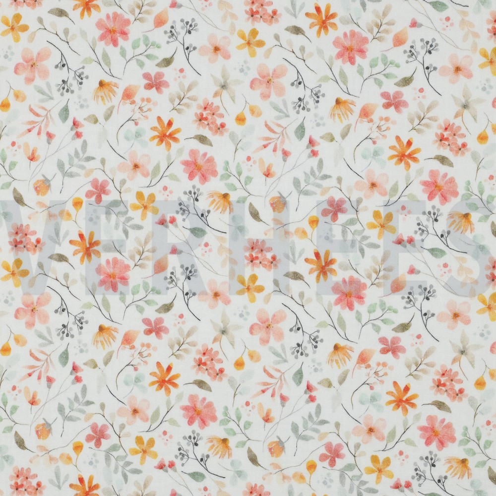 DOUBLE GAZE DE COTON FLEURS BLANC