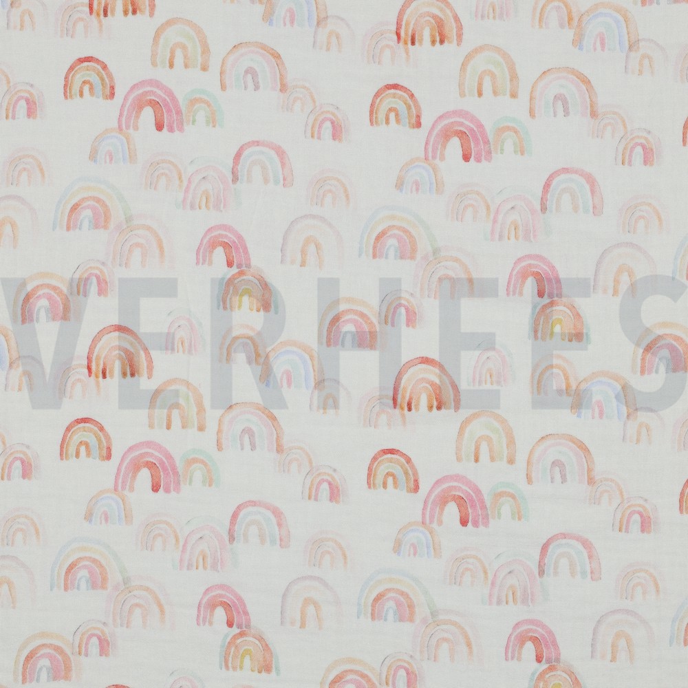 MUSSELIN DIGITAL REGENBÖGEN WEISS