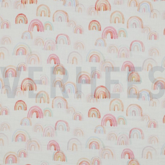 DOUBLE GAUZE DIGITAL RAINBOWS WHITE #7
