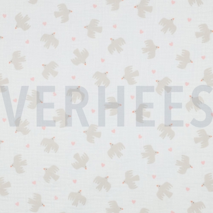 DOUBLE GAUZE GOTS BIRDS WHITE (hover)