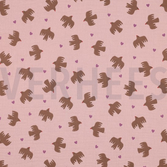 MUSSELIN GOTS VÖGEL SANFTROSA #7