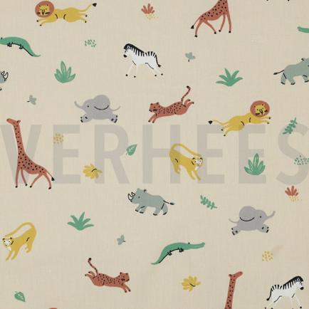BAUMWOLLE POPELINE GOTS TIERE BEIGE (hover)