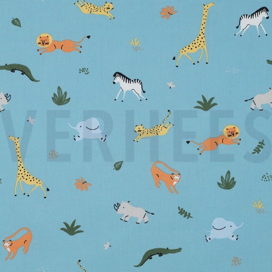 POPLIN GOTS ANIMALS PETROL #7