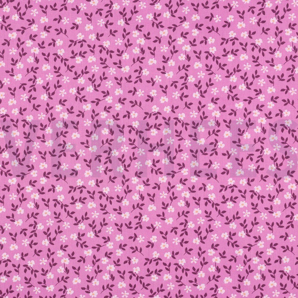 KATOENEN POPLIN GOTS BLOEMEN PAARS