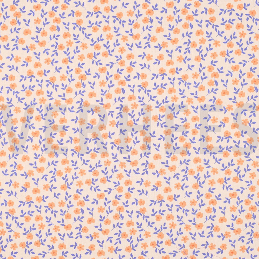 POPLIN GOTS FLOWERS PEACH