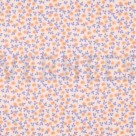 BAUMWOLLE POPELINE GOTS BLUMEN PFIRSICH (hover)