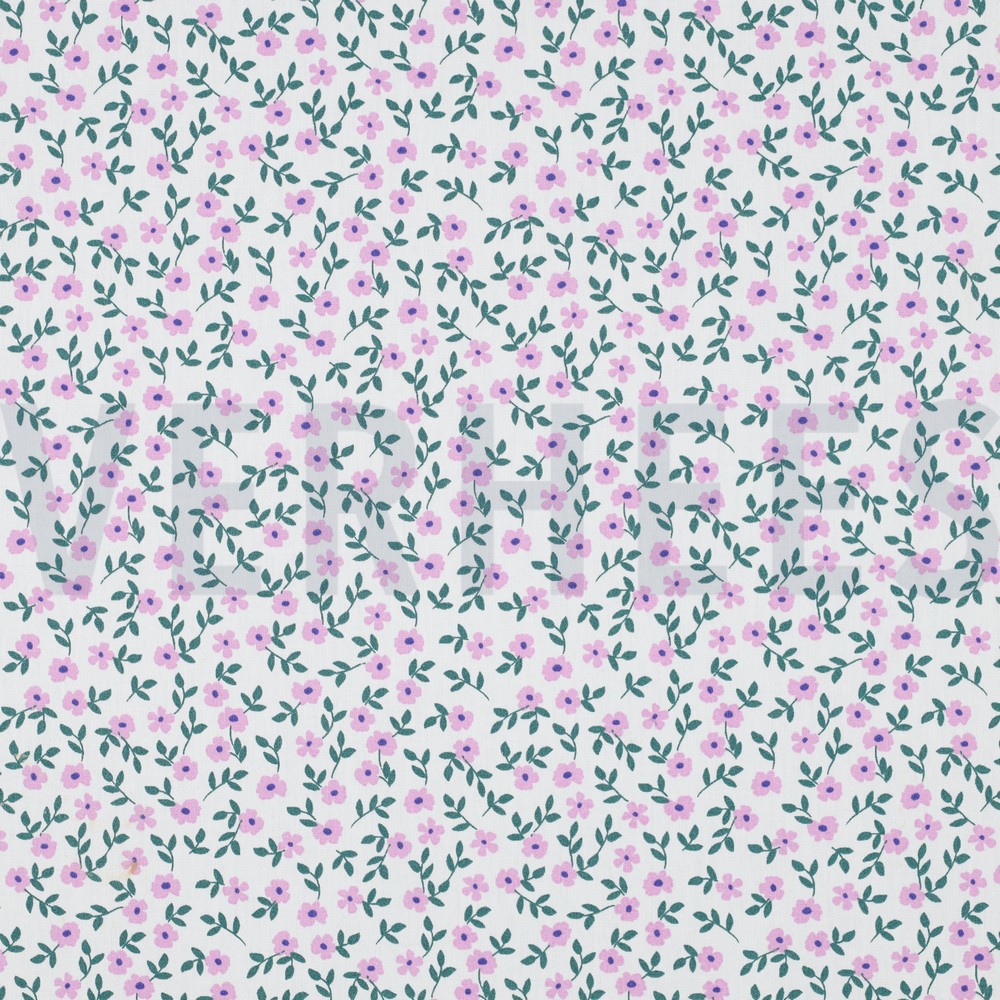 POPLIN GOTS FLOWERS WHITE