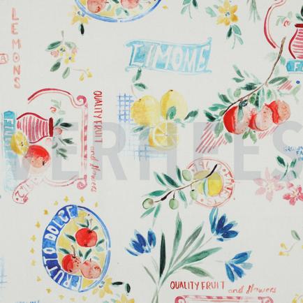 TOILE DÉCORATION DIGITAL FRUITS ÉCRU (hover)