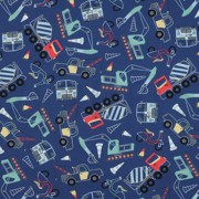 FINE POPLIN WORK VEHICLES BLUE (thumbnail)