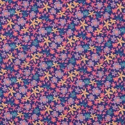 BAUMWOLLE POPELINE BLUMEN UND EINHÖRNER KOBALTBLAU (thumbnail)