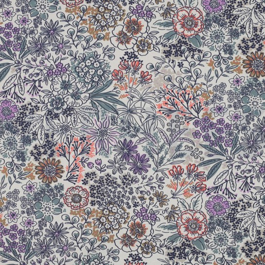 FINE POPLIN DIGITAL FLOWERS OFFWHITE #7