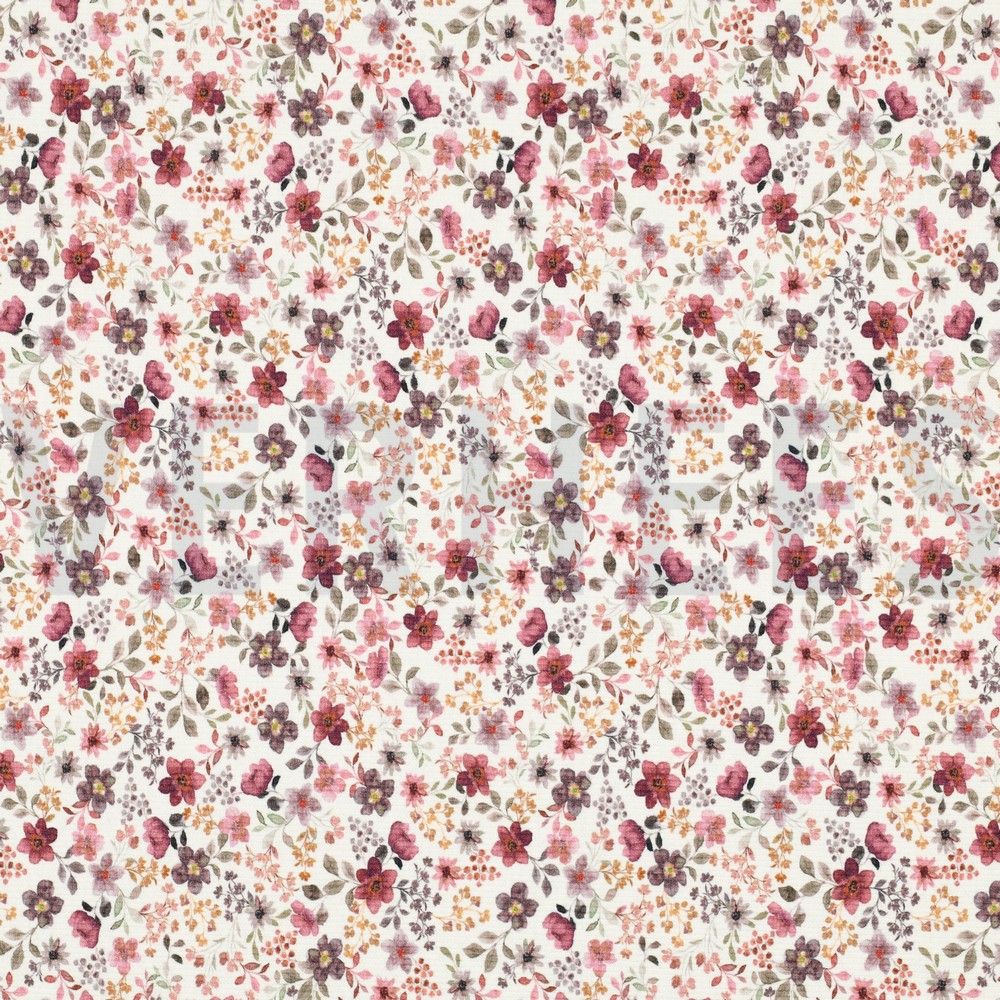 JERSEY CÔTELÉ DIGITAL FLEURS BORDEAUX