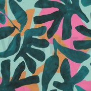 BAUMWOLLE SATIN DIGITAL BLÄTTER GRÜN (thumbnail)