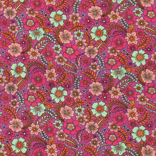 FINE POPLIN FLOWERS FUCHSIA #7