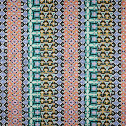 COTTON SATIN DIGITAL GEOMETRIC BLUE (hover)