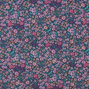 KATOENEN POPLIN DIGITAAL BLOEMEN DONKER PETROL (thumbnail)