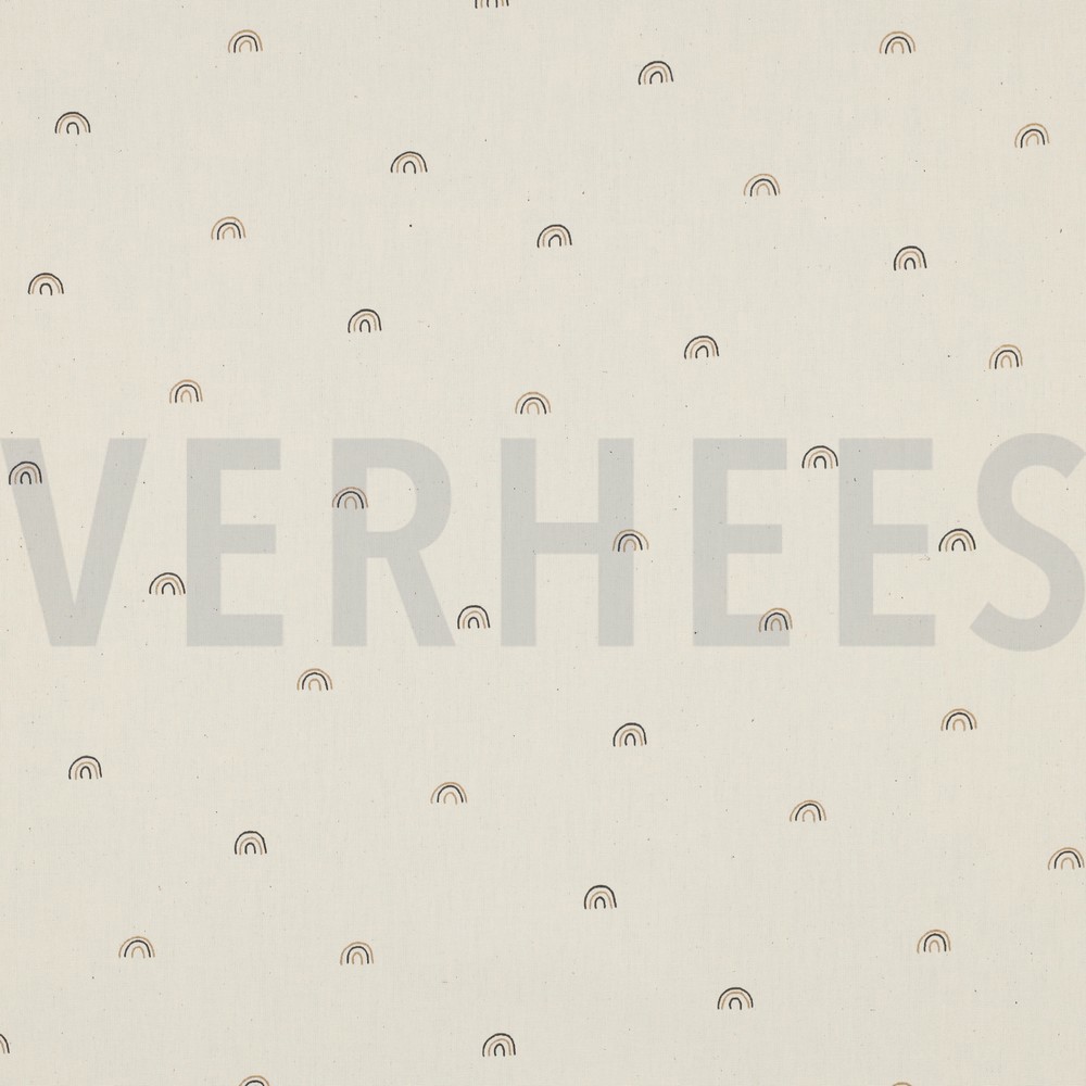 BAUMWOLLE POPELINE GOTS NATURAL REGENBÖGEN NATUR