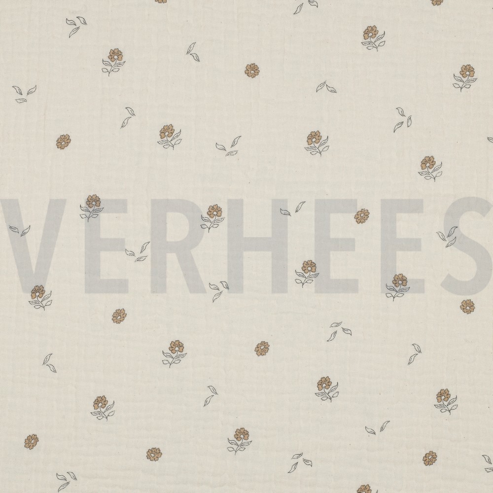 DOUBLE GAUZE GOTS NATURAL FLOWERS NATURAL