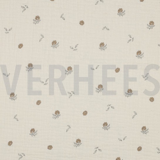 DOUBLE GAUZE GOTS NATURAL FLOWERS NATURAL #7