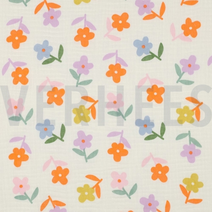 DOUBLE GAUZE BLOEMEN ECRU (hover)