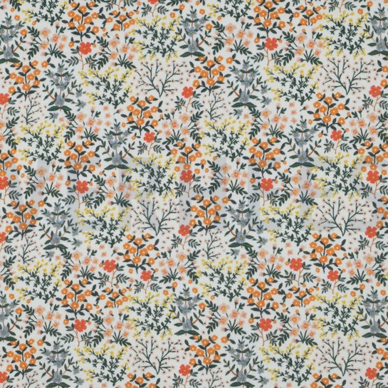 DOUBLE GAUZE DIGITAAL BLOEMEN WIT #7