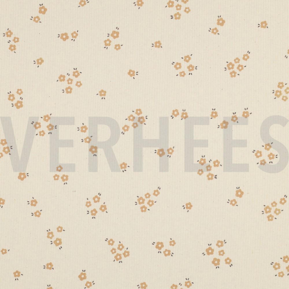 RIB JERSEY GOTS NATURAL FLOWERS NATURAL