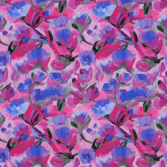 LENZING™ ECOVERO™ DIGITAL FLOWERS PURPLE #7