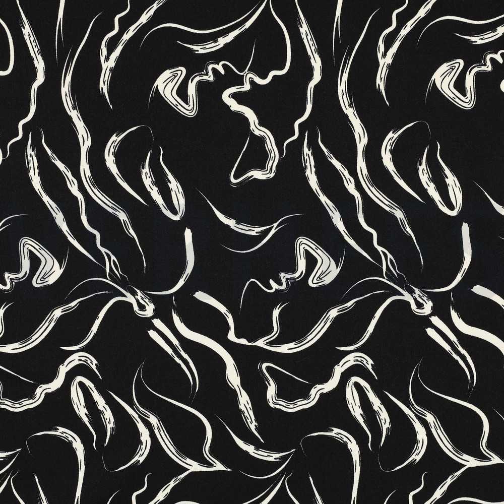 VISCOSE ROSELLA STRETCH ABSTRACT BLACK