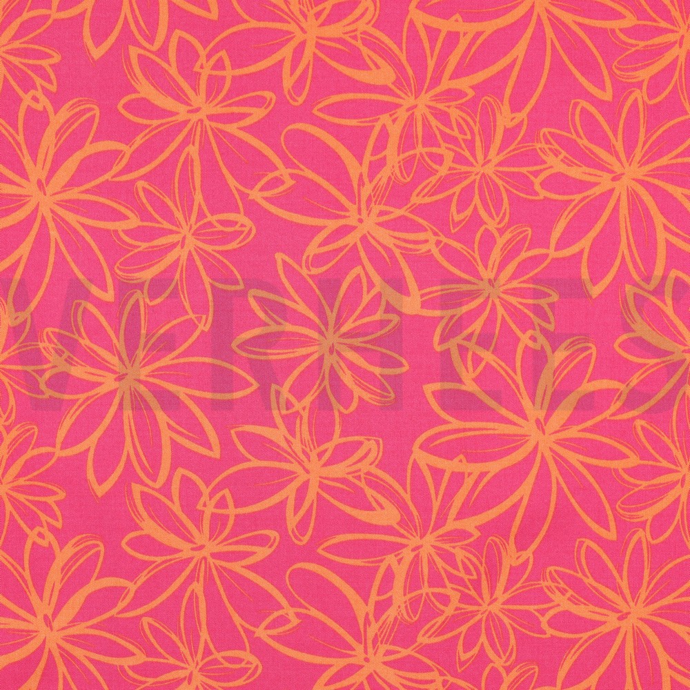 VISCOSE ROSELLA STRETCH FLEURS FUCHSIA