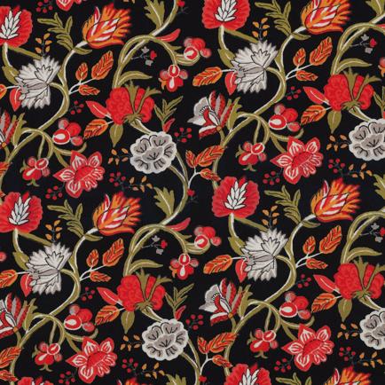 VISCOSE STRETCH DIGITAL FLEURS NOIR (hover)