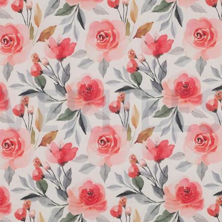 COTTON VOILE DIGITAL FLOWERS WHITE (hover)