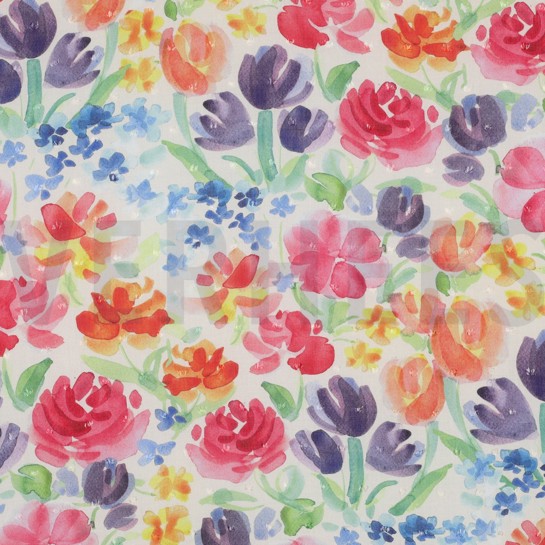 VISCOSE DOBBY DIGITAAL BLOEMEN MULTI #7