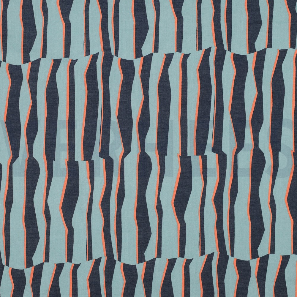 BAUMWOLLE VOILE GEOMETRISCH HELL PETROL