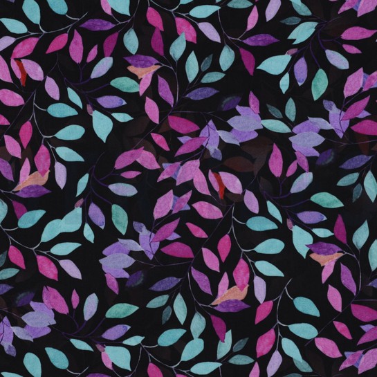 VISCOSE RADIANCE DIGITAAL BLADEREN ZWART #7